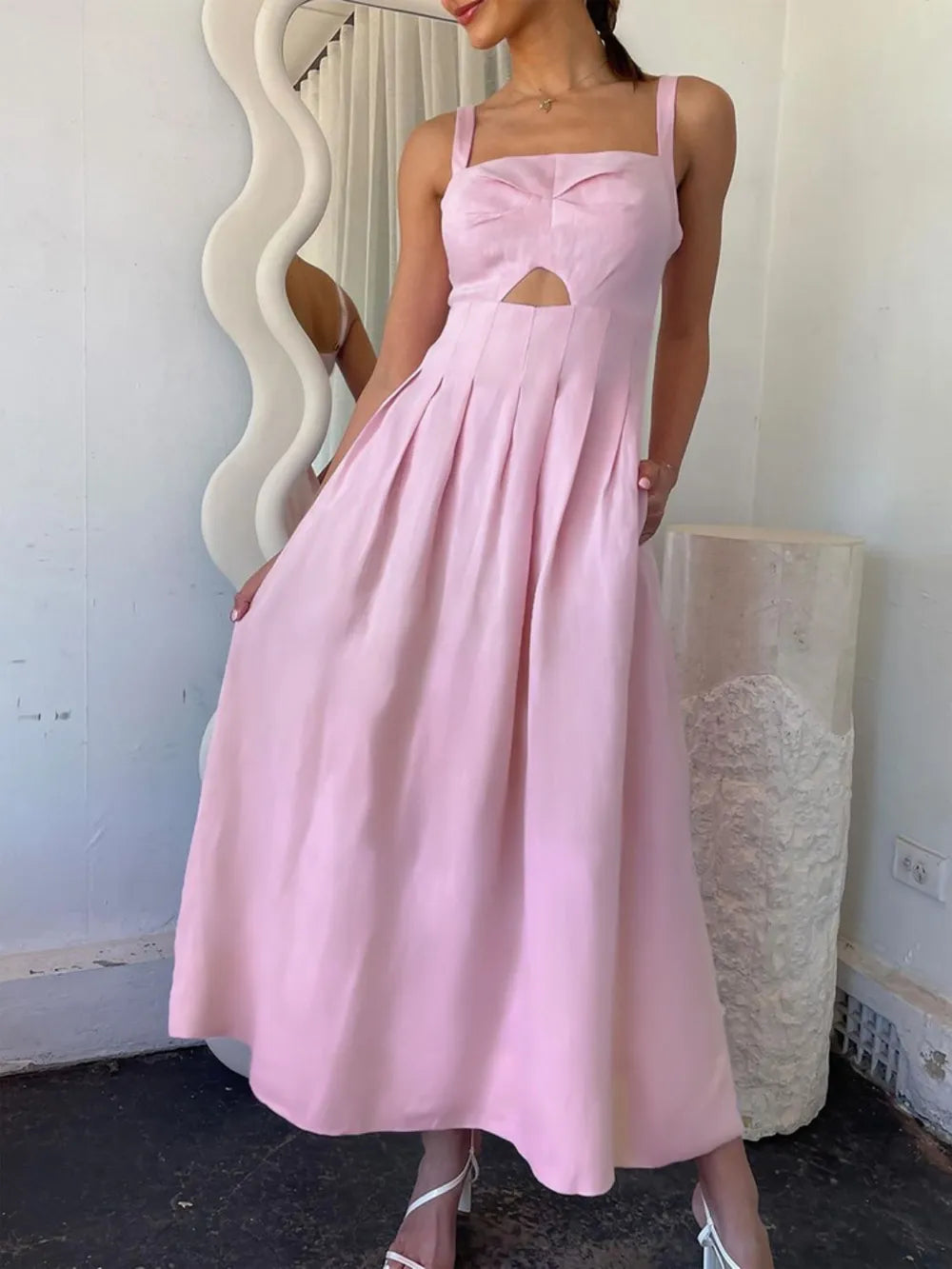 Devine Cutout Square Neck Cami Dress