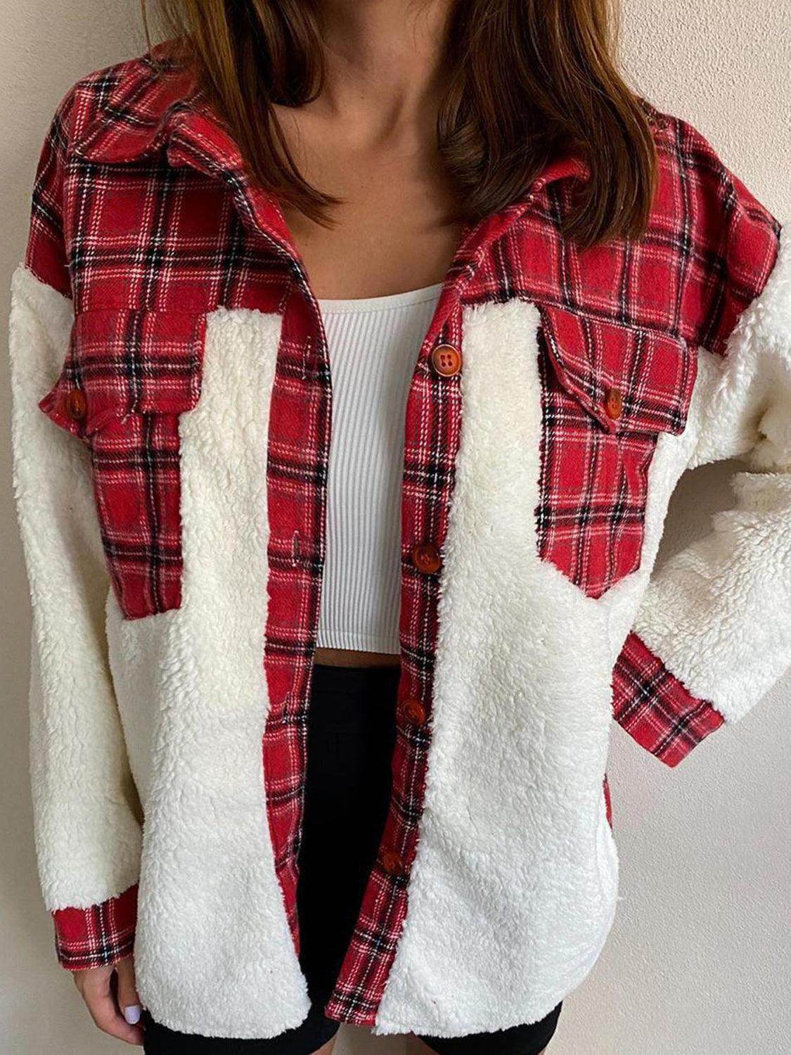 Fuzzy Button Up Long Sleeve Jacket for Cozy Style