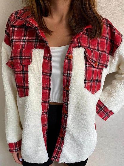Fuzzy Button Up Long Sleeve Jacket for Cozy Style