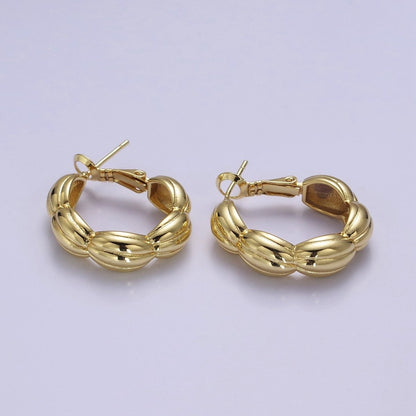 Big Chunky Gold Shell Hoop Earring V-109