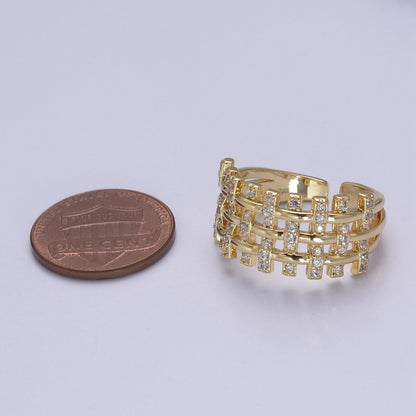 Big Cz Statement Ring in Gold / Silver Band for Statement Ring Midi Ring Adjustable S-475 S-476