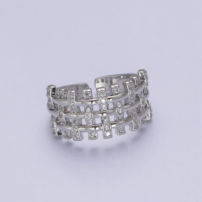 Big Cz Statement Ring in Gold / Silver Band for Statement Ring Midi Ring Adjustable S-475 S-476
