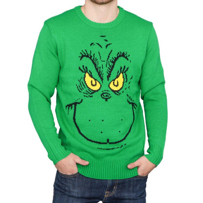 Big Face Adult Unisex Holiday Season Grinch Ugly Christmas Sweater
