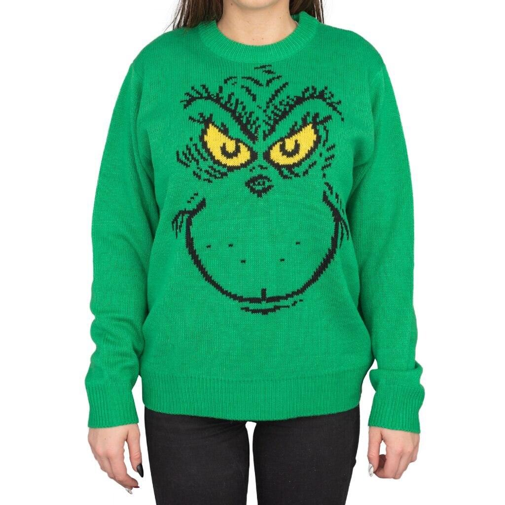 Big Face Adult Unisex Holiday Season Grinch Ugly Christmas Sweater