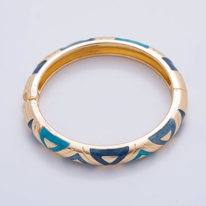 18K Gold Filled Summer Multicolor Enamel Bangle Bracelet | WA-03338 ~ WA-03353