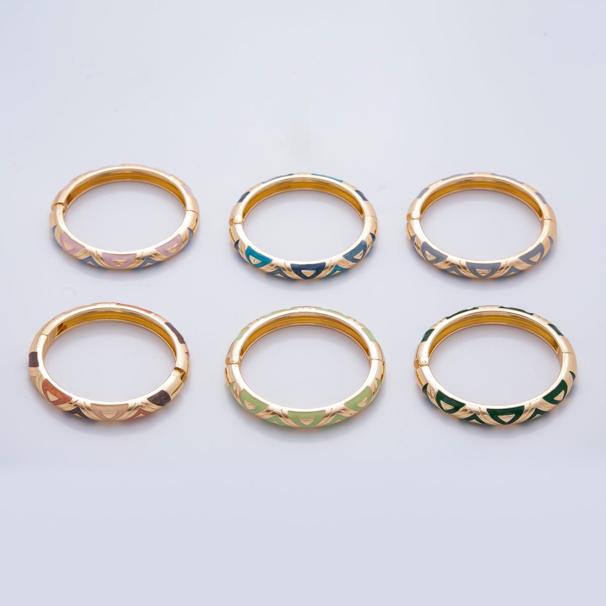 18K Gold Filled Summer Multicolor Enamel Bangle Bracelet | WA-03338 ~ WA-03353