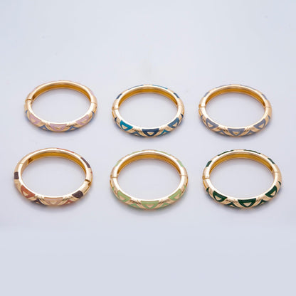 18K Gold Filled Summer Multicolor Enamel Bangle Bracelet | WA-03338 ~ WA-03353