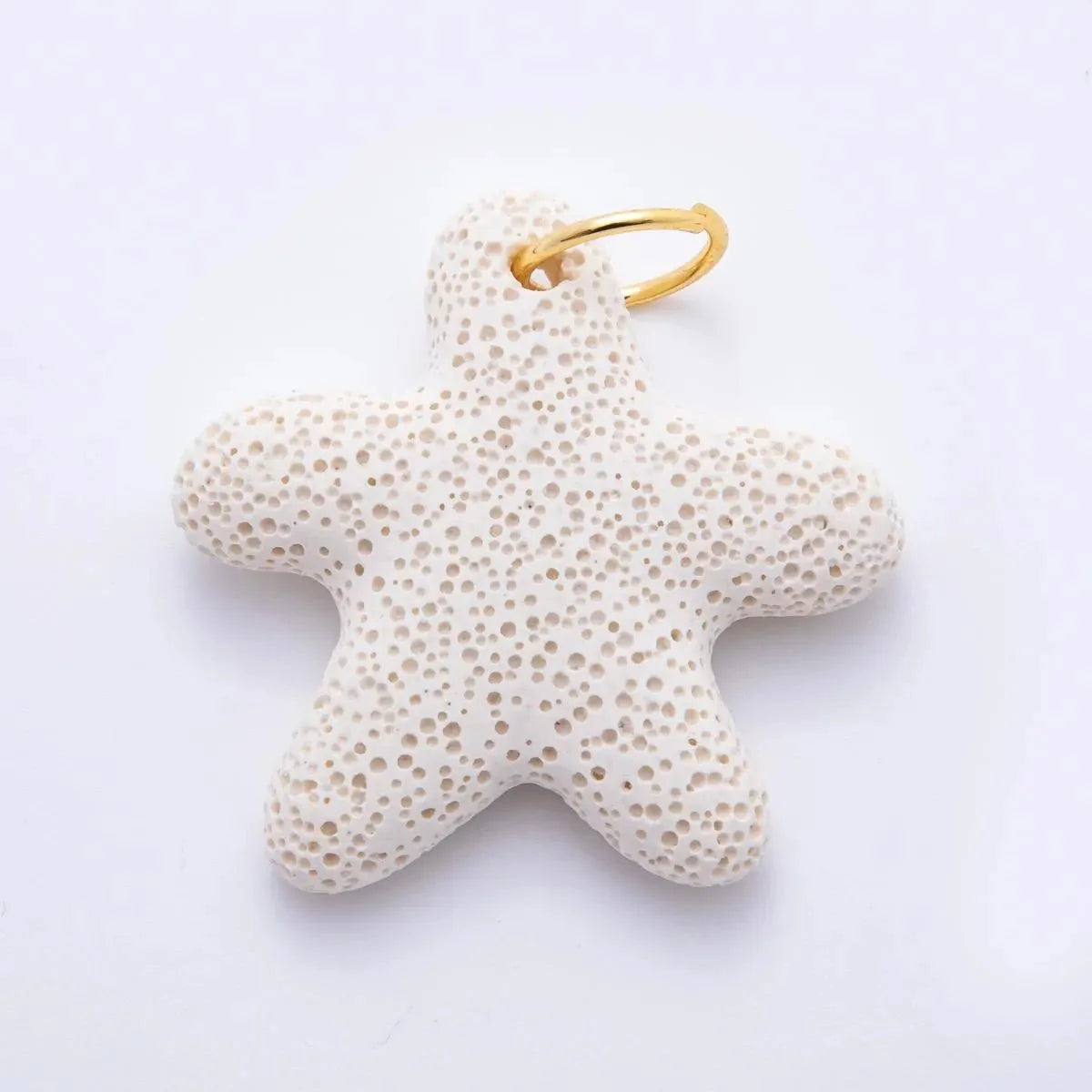 Blue, White 50mm Natural Lava Stone Starfish Ocean Summer Charm | C-00722