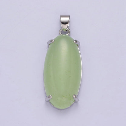 Big Light Green Oval Lucky jade pendant Drop Charm for Necklace  W-646