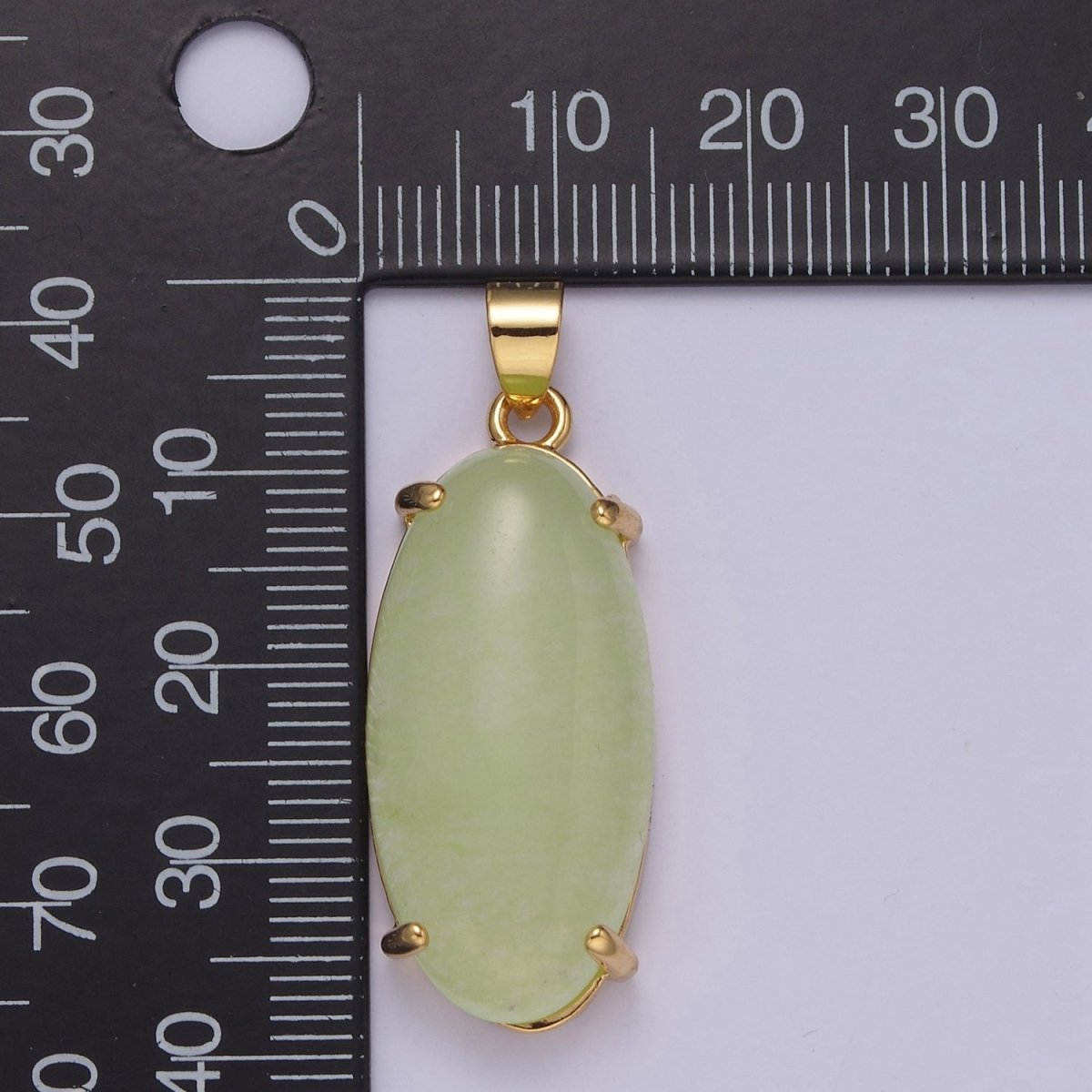 Big Light Green Oval Lucky jade pendant Drop Charm for Necklace  W-646