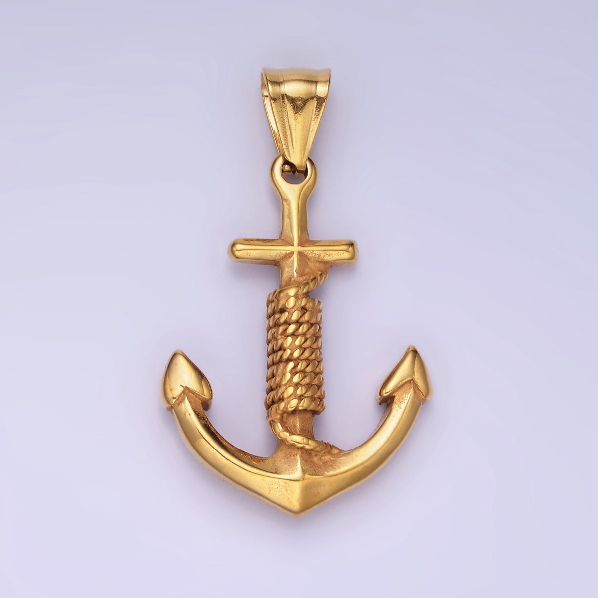Stainless Steel Nautical Anchor Tied Pendant in Gold &amp; Oxidized Silver | P1194 P1199