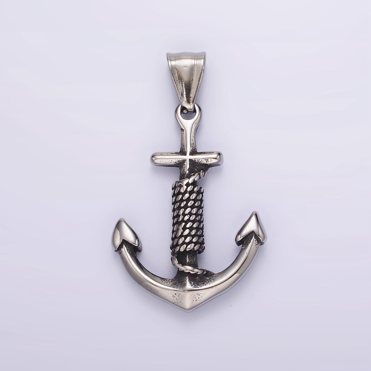Stainless Steel Nautical Anchor Tied Pendant in Gold &amp; Oxidized Silver | P1194 P1199