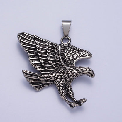 BIG Silver Flying Eagle Pendant Gold Hawk Stainless Steel Charm | X-663 X-664