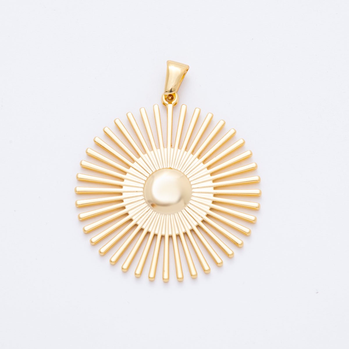 Big Stainless Steel 44mm Celestial Sunburst Sun Ray Pendant Charm | J656