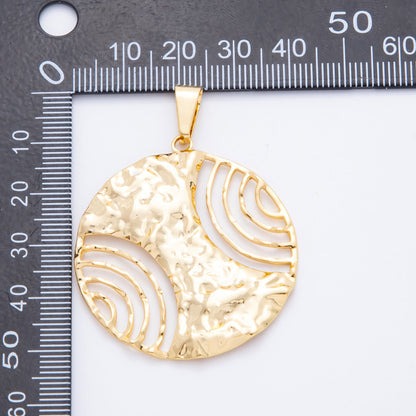 Big Stainless Steel 52mm Geometric Sunburst Open Round Pendant Charm | J644