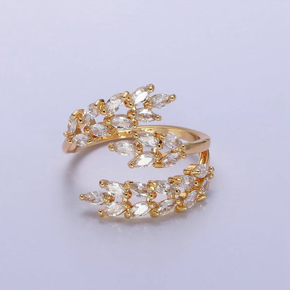 Big Wrap Gold Olive Marquise CZ Stone Statement Ring for Stackable Jewelry O1819 O1820