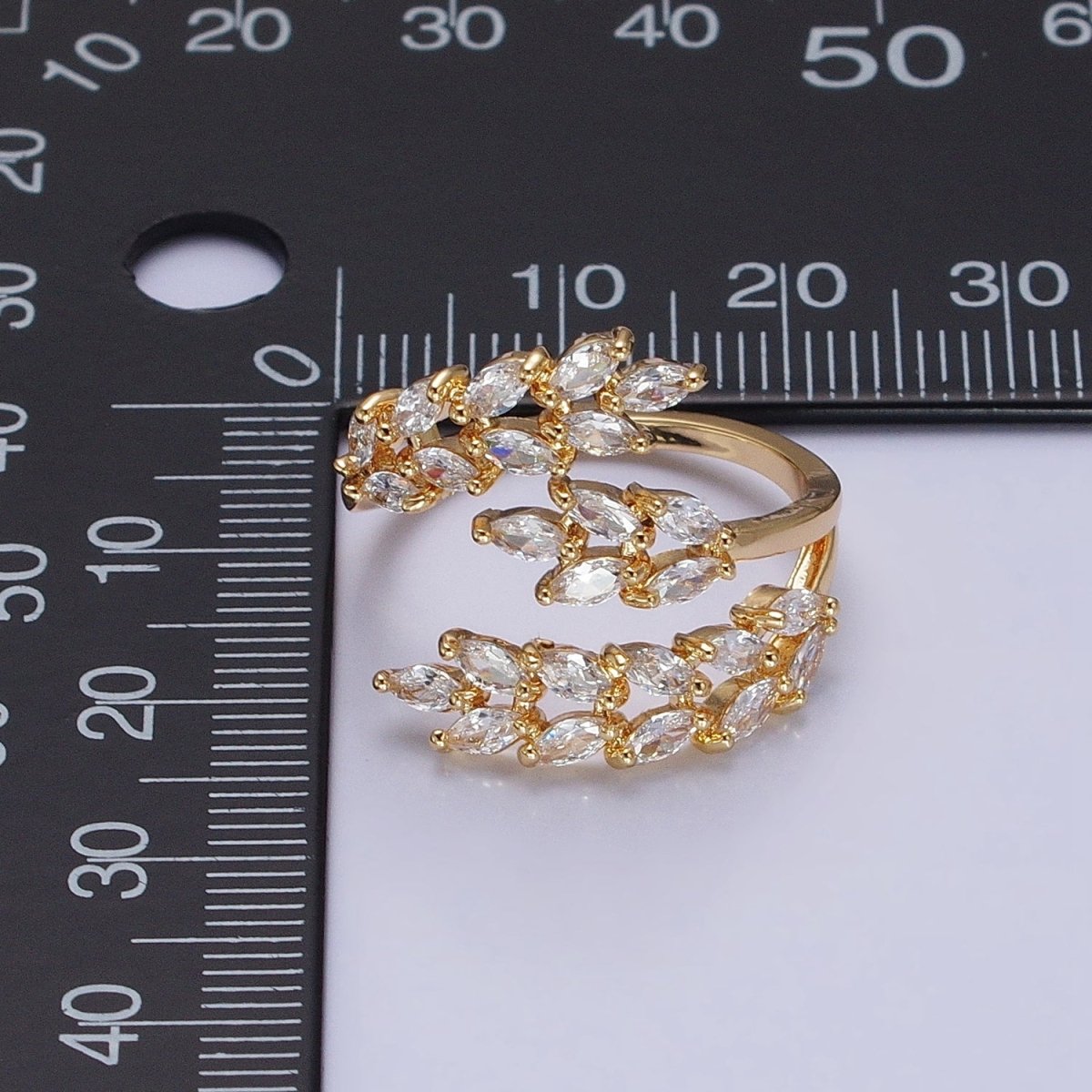 Big Wrap Gold Olive Marquise CZ Stone Statement Ring for Stackable Jewelry O1819 O1820