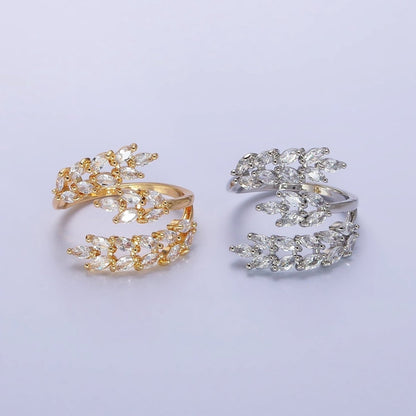 Big Wrap Gold Olive Marquise CZ Stone Statement Ring for Stackable Jewelry O1819 O1820