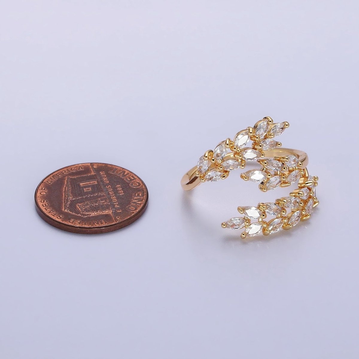 Big Wrap Gold Olive Marquise CZ Stone Statement Ring for Stackable Jewelry O1819 O1820