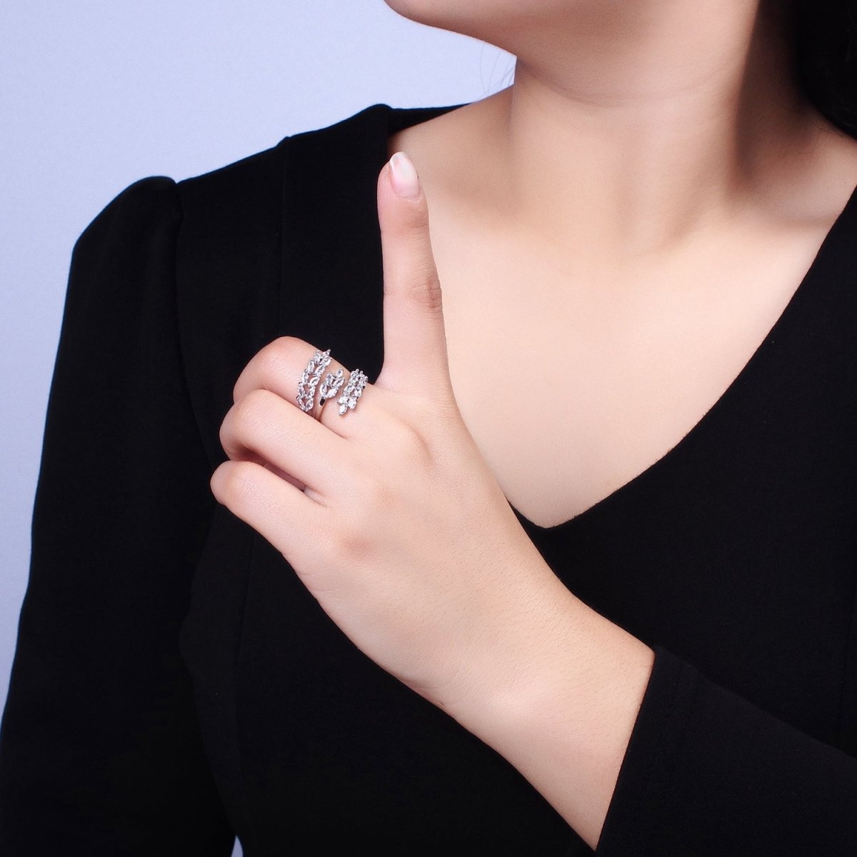 Big Wrap Gold Olive Marquise CZ Stone Statement Ring for Stackable Jewelry O1819 O1820