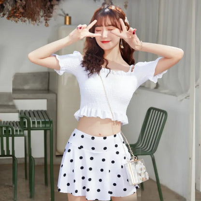 Bikini Set – Ruffled Off Shoulder High Waist Skirt
