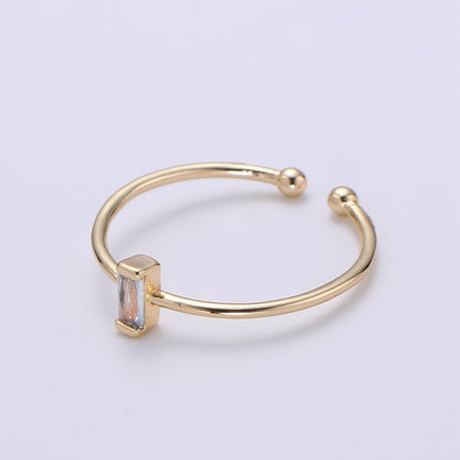 Birthstone ring. ONE stackable birthstone gemstone ring. Gold Open ring. stacking Adjustable ring personalized gift for her under 30 R-203 R-205