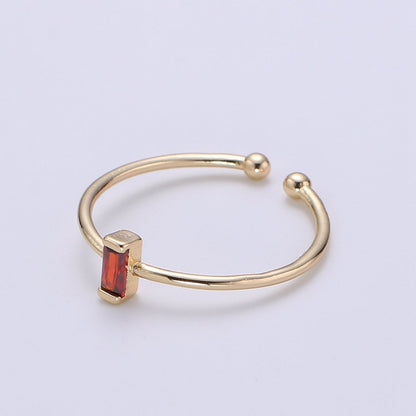 Birthstone ring. ONE stackable birthstone gemstone ring. Gold Open ring. stacking Adjustable ring personalized gift for her under 30 R-203 R-205