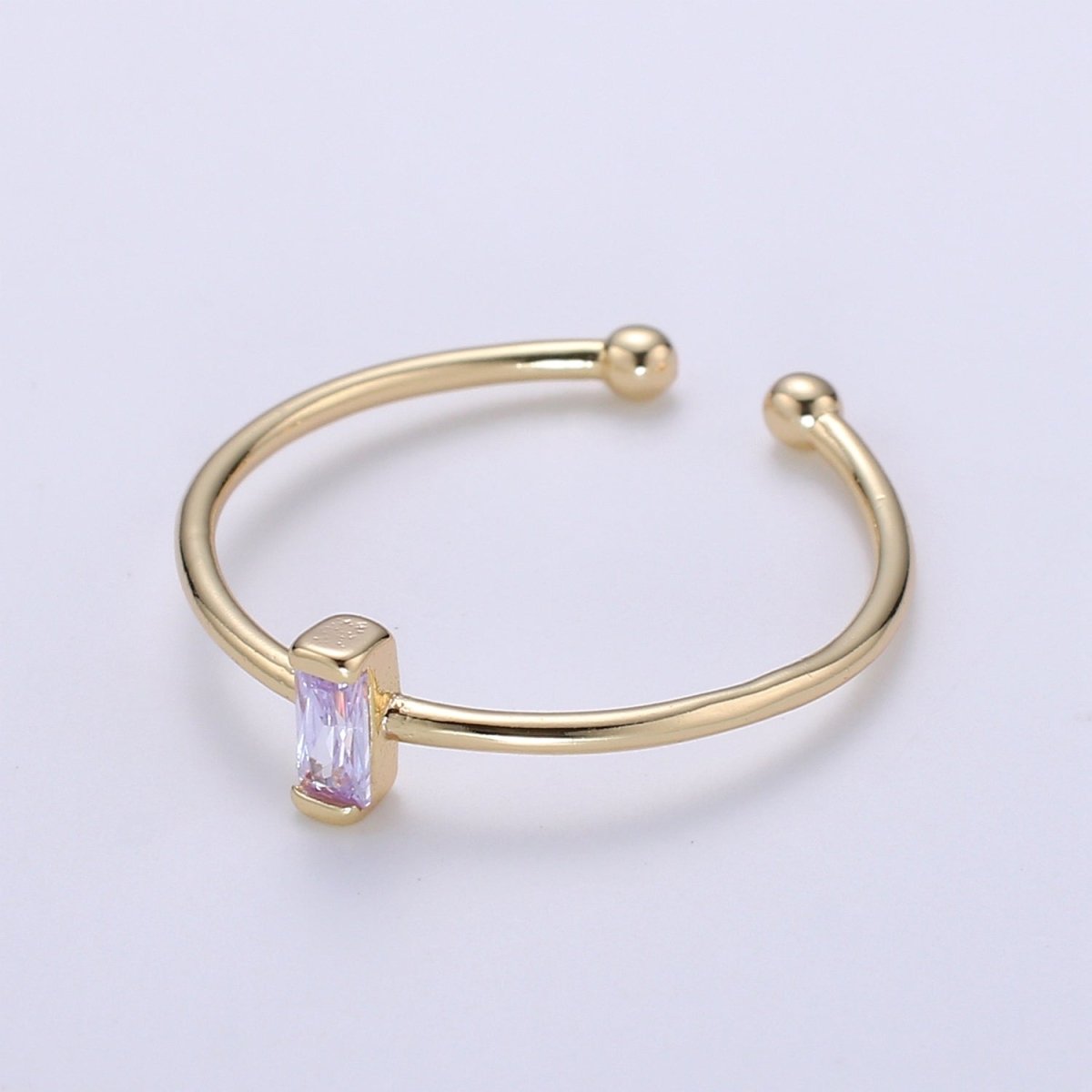 Birthstone ring. ONE stackable birthstone gemstone ring. Gold Open ring. stacking Adjustable ring personalized gift for her under 30 R-203 R-205