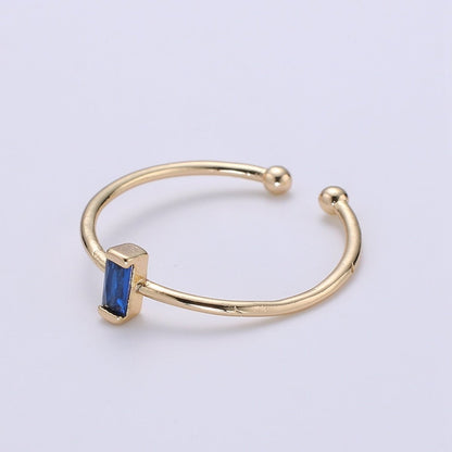Birthstone ring. ONE stackable birthstone gemstone ring. Gold Open ring. stacking Adjustable ring personalized gift for her under 30 R-203 R-205