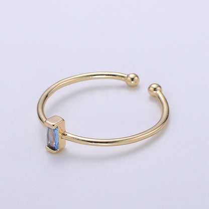 Birthstone ring. ONE stackable birthstone gemstone ring. Gold Open ring. stacking Adjustable ring personalized gift for her under 30 R-203 R-205