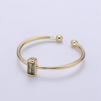 Birthstone ring. ONE stackable birthstone gemstone ring. Gold Open ring. stacking Adjustable ring personalized gift for her under 30 R-203 R-205
