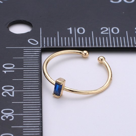 Birthstone ring. ONE stackable birthstone gemstone ring. Gold Open ring. stacking Adjustable ring personalized gift for her under 30 R-203 R-205
