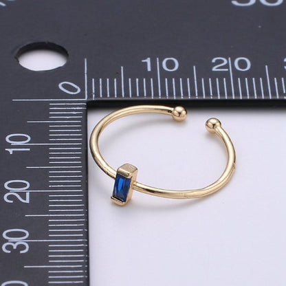 Birthstone ring. ONE stackable birthstone gemstone ring. Gold Open ring. stacking Adjustable ring personalized gift for her under 30 R-203 R-205