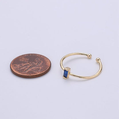 Birthstone ring. ONE stackable birthstone gemstone ring. Gold Open ring. stacking Adjustable ring personalized gift for her under 30 R-203 R-205