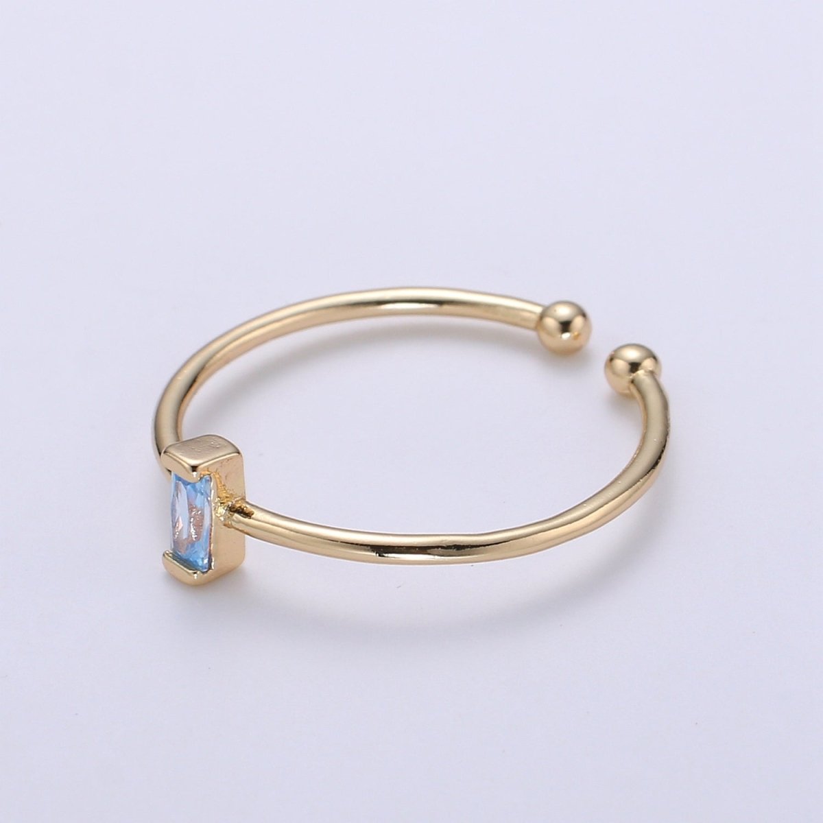 Birthstone ring. ONE stackable birthstone gemstone ring. Gold Open ring. stacking Adjustable ring personalized gift for her under 30 R-203 R-205
