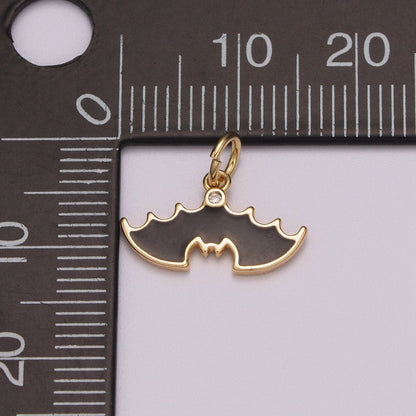 Black Bat Charm Enamel Animal for Halloween Inspired Pendant Halloween Jewelry Inspired, M-856