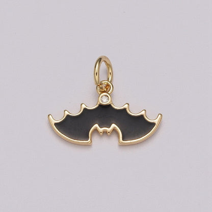 Black Bat Charm Enamel Animal for Halloween Inspired Pendant Halloween Jewelry Inspired, M-856