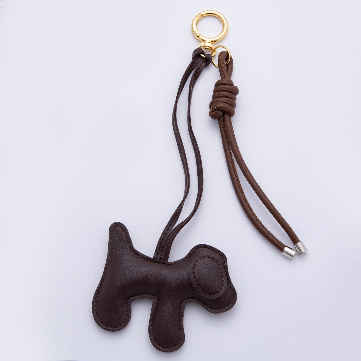18K Gold Filled Blue, Brown Pet Dog Cord Knot Leather Bag Charm Keychain Push Gate Accessories | WB-00076 WB-00077