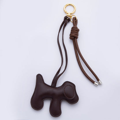 18K Gold Filled Blue, Brown Pet Dog Cord Knot Leather Bag Charm Keychain Push Gate Accessories | WB-00076 WB-00077