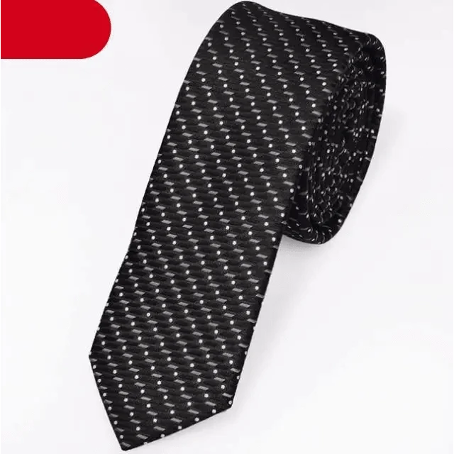Black Business Dots Printed Polyester Men Necktie Slim Tie Formal Skinny Elegant Office Necktie For Men