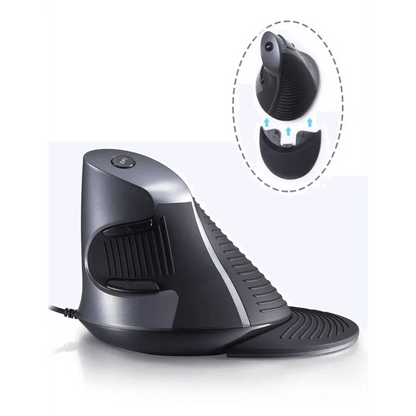 Black Ergonomic Design Vertical Mouse Adjustable DPI Optical Right Hand Mouse Reduce Wrist Pain 6 Buttons Modern Mouse For Computers Laptops PC