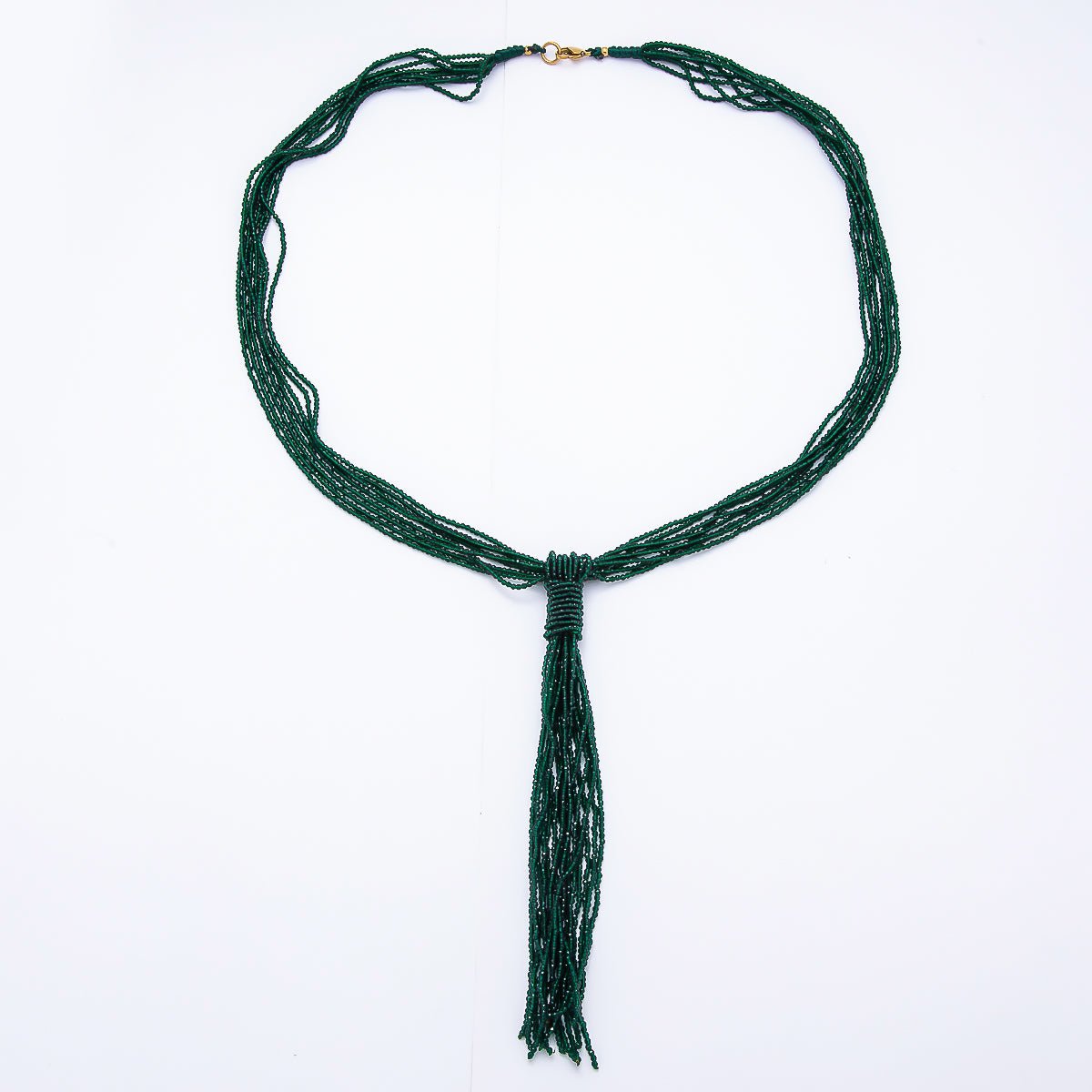 Black, Green, Blue, Grey, White Boho Multi Layer Fringe Knot Lariat Multifaceted Crystal Gemstone Chain 30 Inch Necklace | WA-01096 ~ WA-01142