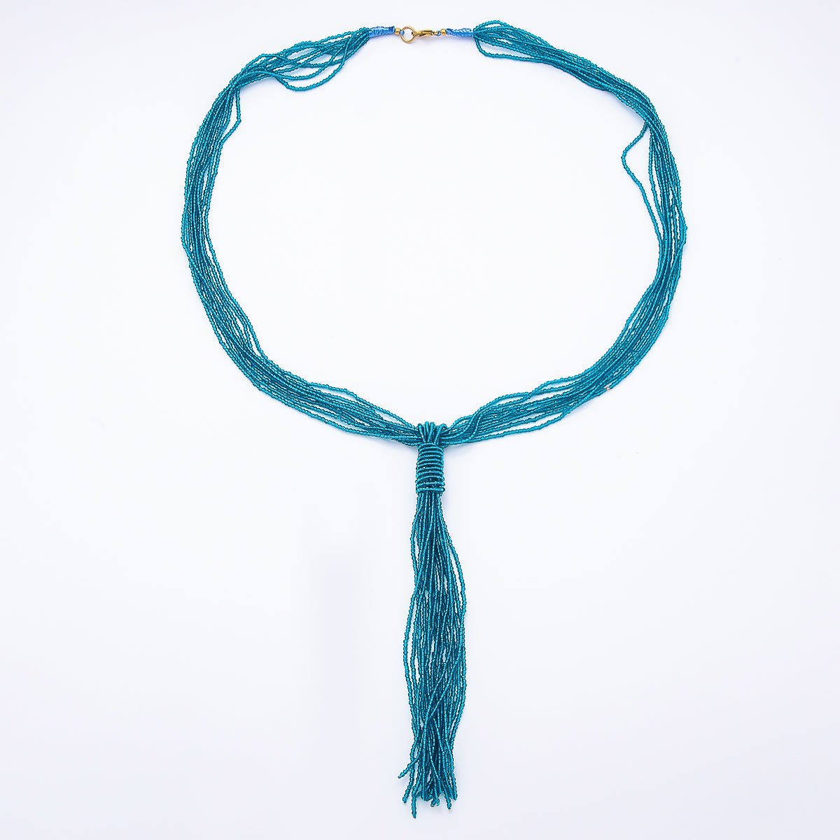 Black, Green, Blue, Grey, White Boho Multi Layer Fringe Knot Lariat Multifaceted Crystal Gemstone Chain 30 Inch Necklace | WA-01096 ~ WA-01142