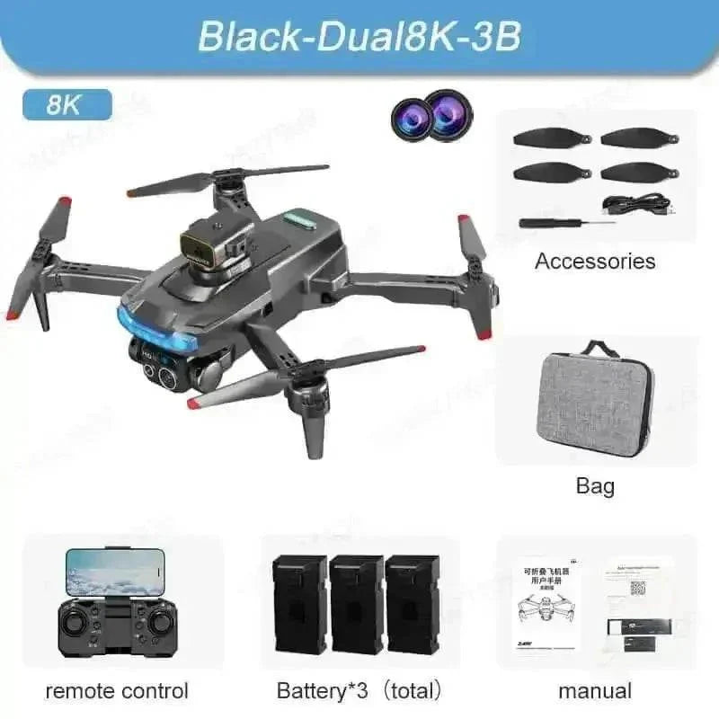 Black P15 Mini Drone Camera Obstacle Avoidance 4K Profesional