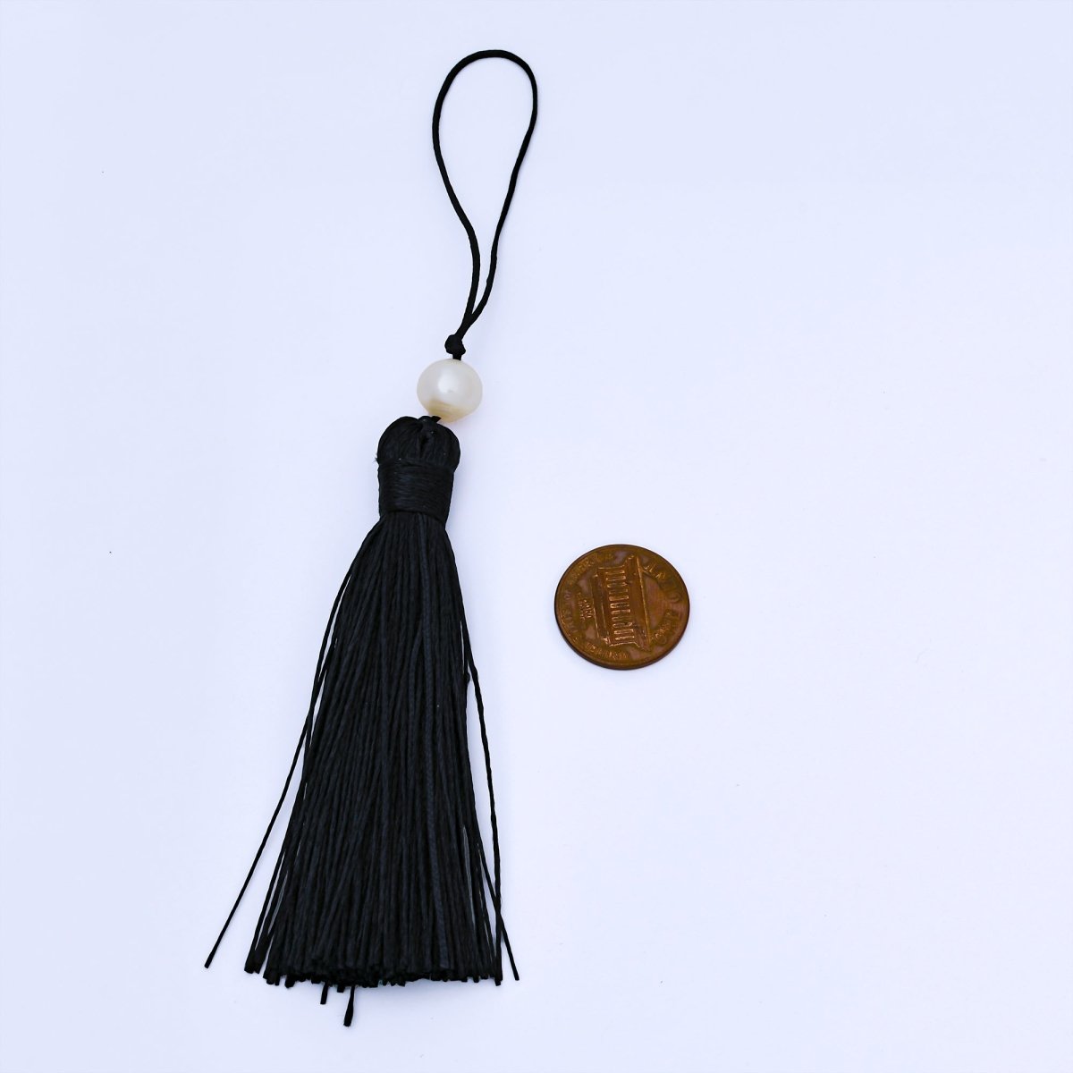 Black Silk Tassel Shell Pearl Decorative Pendant for Fringe Jewelry Accessories | Z1501