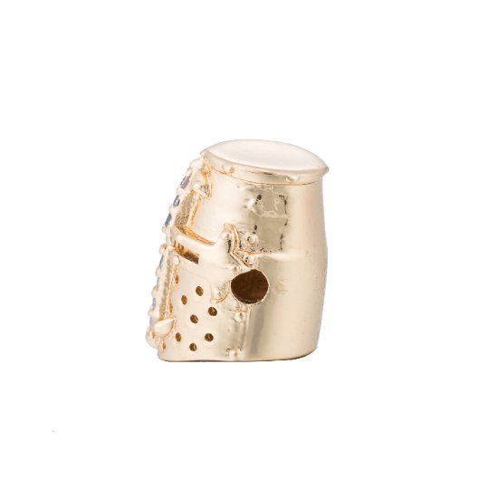 Black, Silver, Gold Micro Paved Masked Warrior Knight Soldier Spacer Bead | B-054