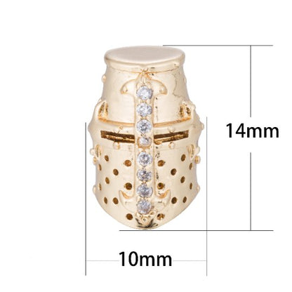 Black, Silver, Gold Micro Paved Masked Warrior Knight Soldier Spacer Bead | B-054