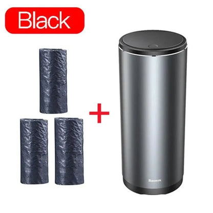 Black Small Trash Bin Garbage Can For Car Waste Rubbish Basket Organizer Storage Holder Car Accessories