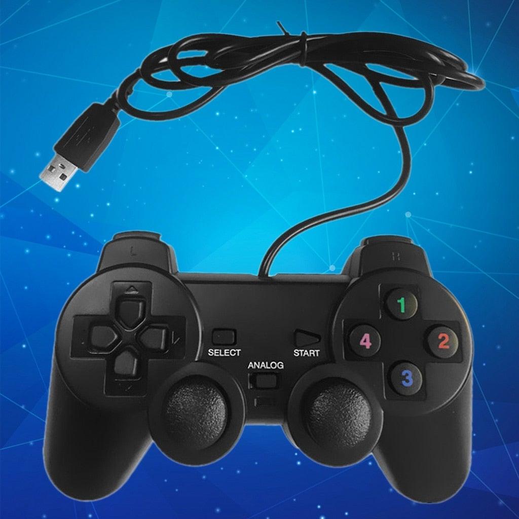 Black Solid Wired Vibration Joystick Gamepad Handle Controller Compatible With PC Laptop Computer