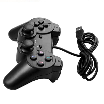 Black Solid Wired Vibration Joystick Gamepad Handle Controller Compatible With PC Laptop Computer